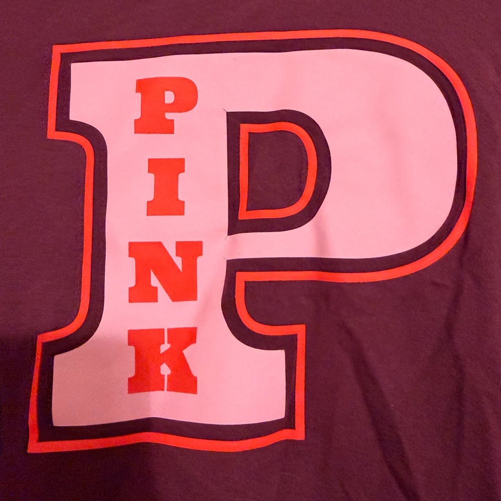 PINK Victoria's Secret Pink Campus Cotton Long Sleeve Tee Color WILD ROSE - Picture 3 of 3